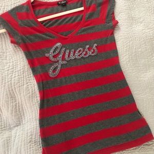 *SOLD*Guess Striped Vneck Tee